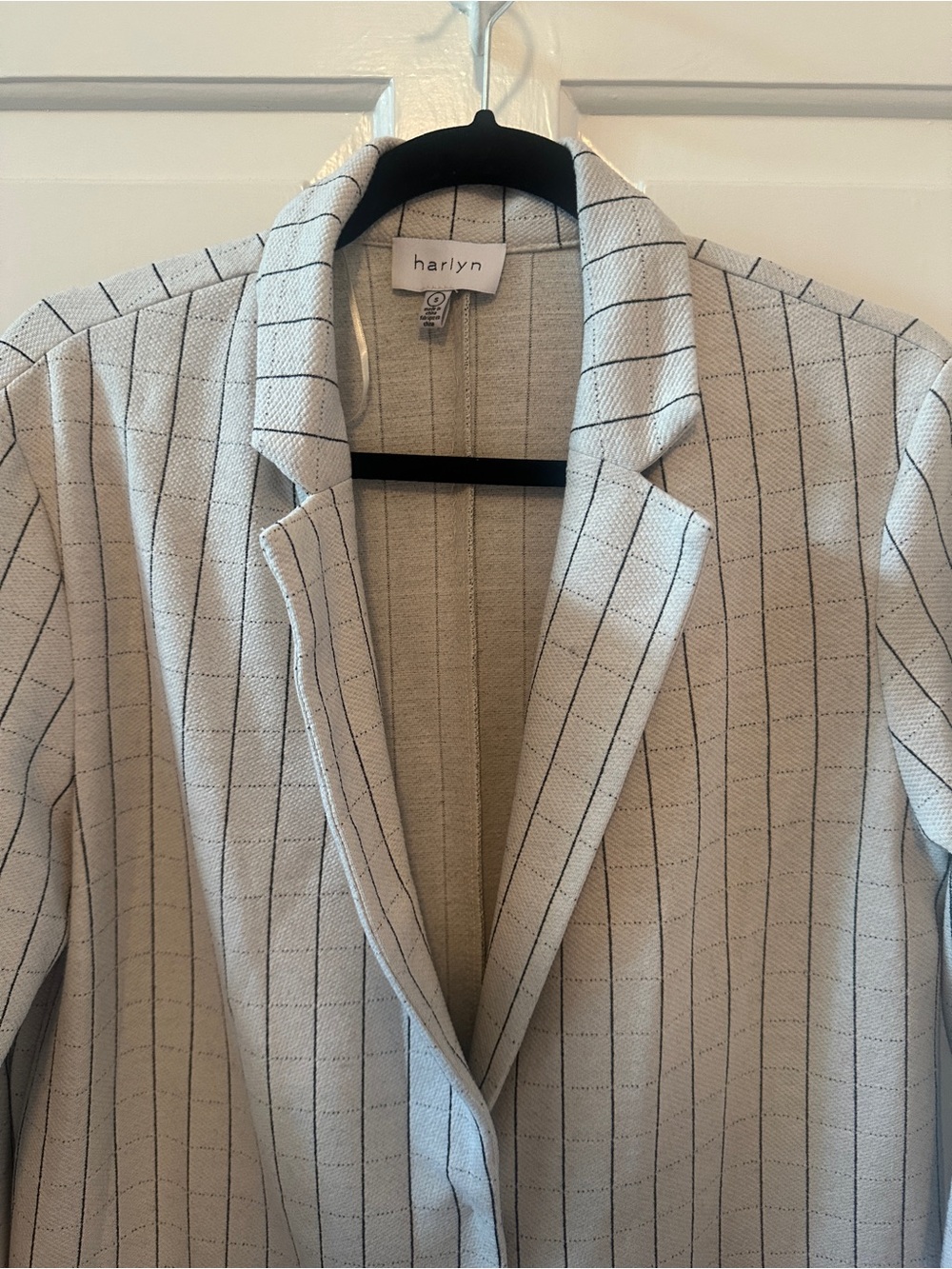 Anthropologie Cream Pinstripe Longline Haryn Blazer - Picture 4 of 11